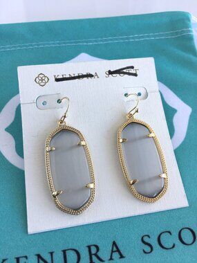 Kendra Scott Elle Earrings in Slate Gray Cat's Eye Glass